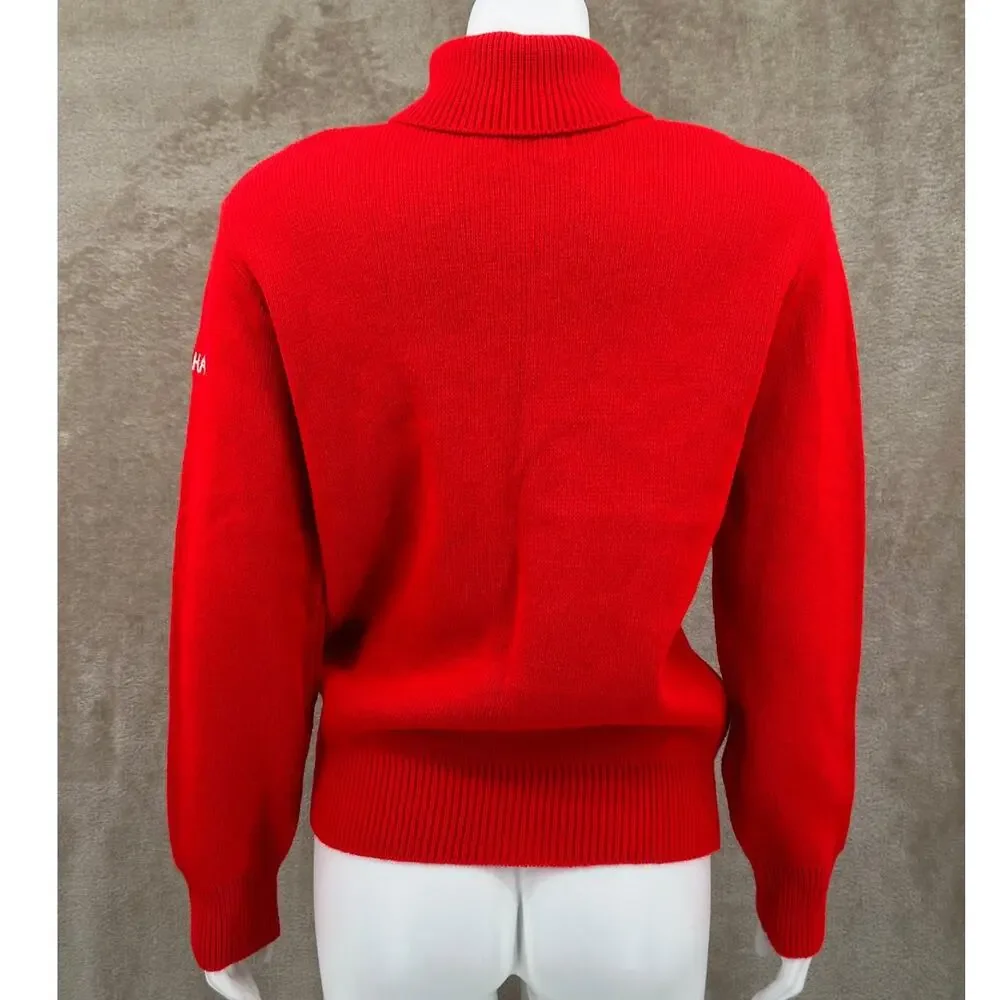 Vintage Yamaha‎ Sweater Womens Large Red Knit 100% Acrylic Turtleneck Nostalgia